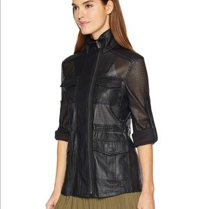 BCBGMaxAzria bronnen faux leather cutout jacket